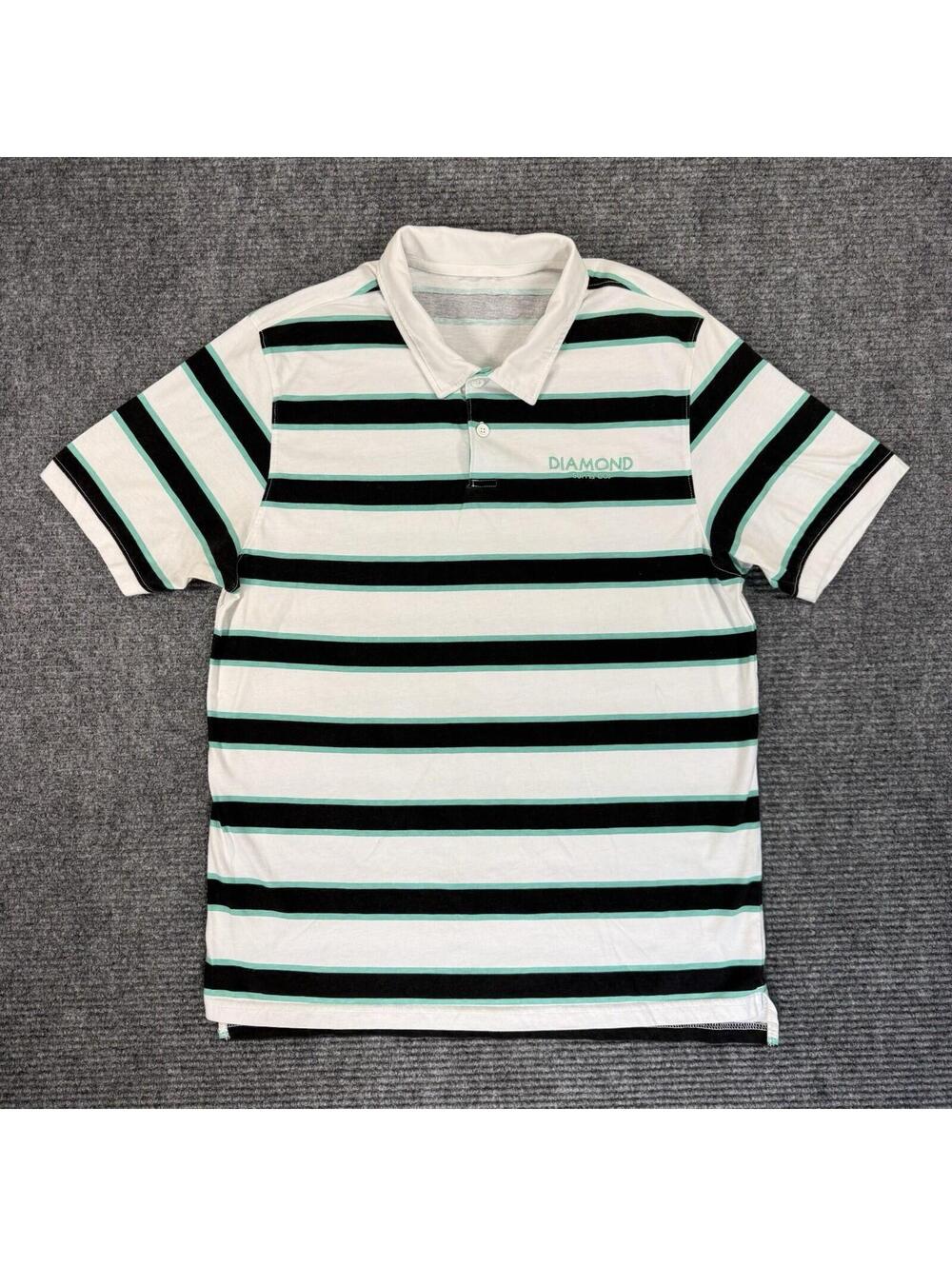 Diamond Supply Co. Polo Shirt - Men's Medium White / Stripes EUC